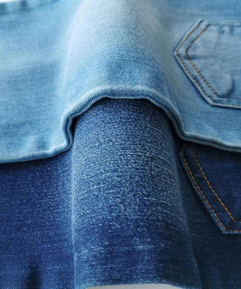 Slub Indigo 4/1 Satén Tejido denim elástico de peso medio#50031