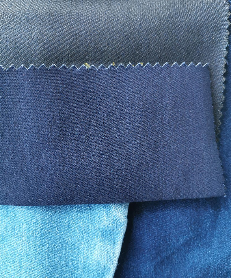 Indigo/negro 4/1 Satén Peso medio Tejido denim elástico alto#50038