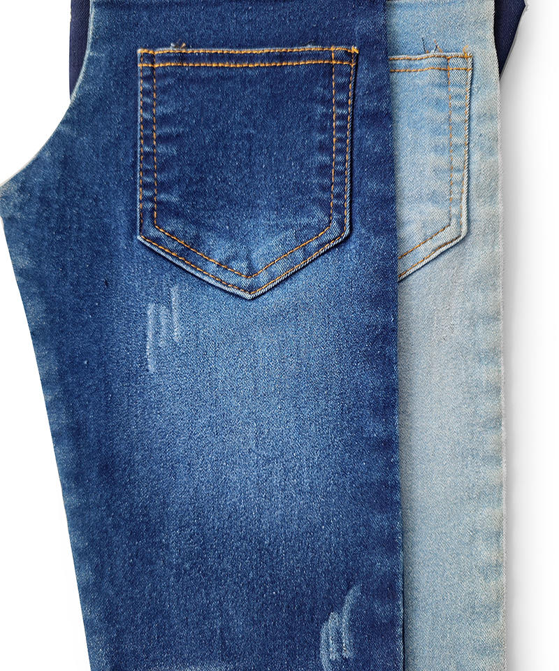 Sarga 3/1 índigo/negro Tejido denim súper elástico de peso medio#30047