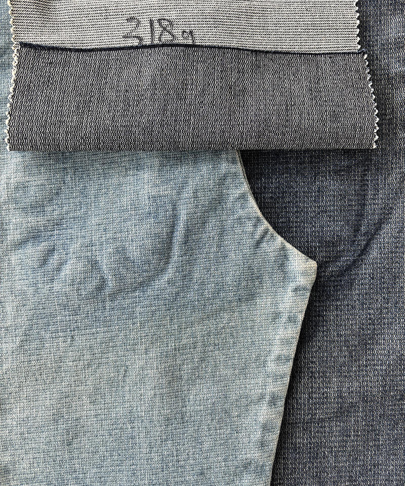 Indigo Jacquard Tejido denim elástico de peso medio#90004