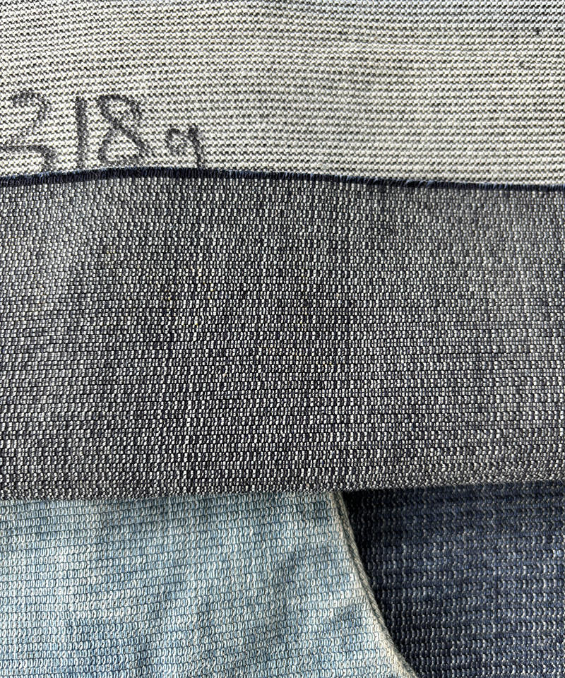 Indigo Jacquard Tejido denim elástico de peso medio#90004